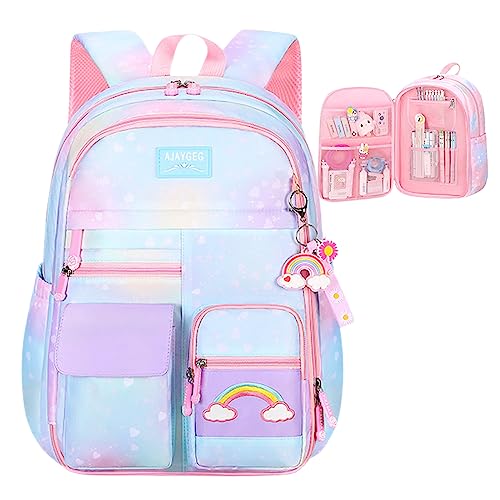 Kawaii Backpack, Pink Backpack for Girls, Kid Starry Rainbow Bookbag, Cute Backpack for Kids, Aesthetic Backpack, Blue - color: 1 Pc Blue Kawaii Backpack