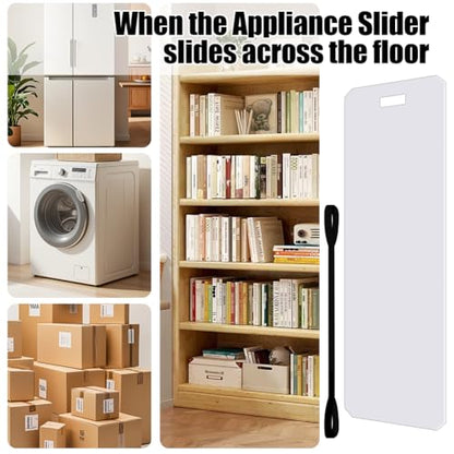 Heavy Duty Furniture Sliders for Appliance Moving - 660LB Capacity, Non-Scratch Pads for Carpet, Tile & Hardwood Floors, Includes Pull Strap (8"x48", 2-Pack)