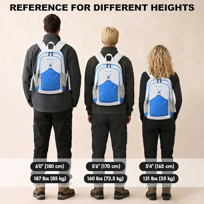 Seektop 15L Small Lightweight Hiking Backpack for Men Women Foldable Packable UltraLight Daypack for Travel Daily Outdoor - color: Blue White