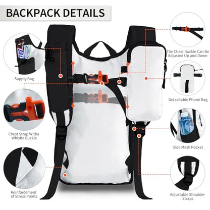 Hiking Backpack 10L/15L Small Daypack Lightweight Packable Travel Foldable Water Resistan for Women Men (White, 10L) - color: White, size: 10L
