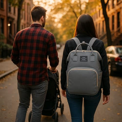 Multifunctional Baby Diaper Bag Backpack with Changing Station Baby Bag for Moms, Dads, Shower Gifts for Newborn Essentials (Diaper Bag Grey) - color: Diaper Bag Grey