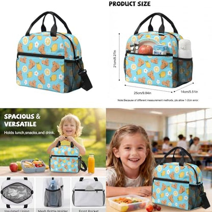 Lemon Capybara Backpack for Boys Bookbag with Lunch Box Pencil Case and Water Bottle Carrier 4PCS Set Cool Backpacks for Boys Kids Bookbags for Kindergarten Primary Elementary School - color: Capybara Lemon