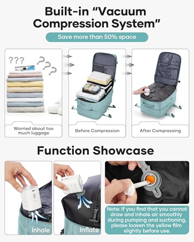 Vacuum Backpack Travel with Pump for Women Men 18x14x8 Personal Item Bag - color: A2-blue