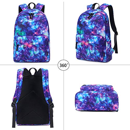 abshoo Lightweight Water Resistant Backpacks for Teen Girls School Backpack with Lunch Bag - color: Galaxy D Set