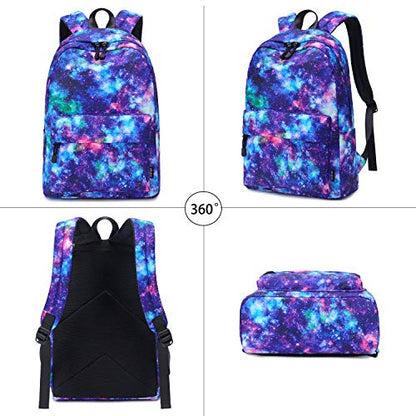 abshoo Lightweight Water Resistant Backpacks for Teen Girls School Backpack with Lunch Bag - color: Galaxy D Set
