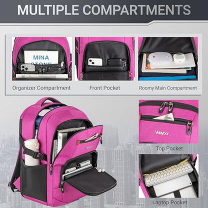 40L Expandable Laptop Backpack, Anti-thief Travel Backpack, Airline Approved Business Waterproof Carry on Luggage, Fits 15.6" Laptop for Men Women - color: Purple, size: 15.6 inches