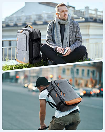 BAGSMART 37L Compression Travel Backpack, Expandable Carry On Backpack with Packing Cubes, Water Resistant Weekender Backpack Fits 17 Inch laptop, Luggage Daypack with Shoe Bag, Grey - color: Grey