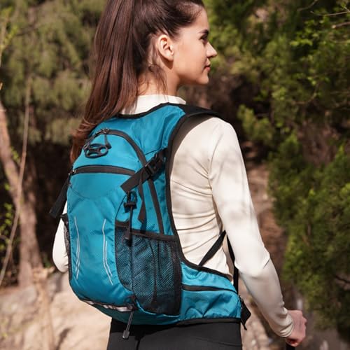 18L Hydration Backpack, Lightweight Breathable Hiking Backpack with Reflective Strips, for Riding Camping Running Commuting - color: Lake Blue