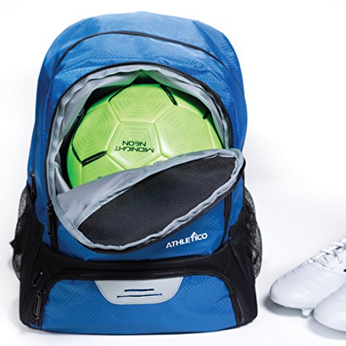 Athletico Youth Soccer Bag - Soccer Backpack & Bags for Basketball, Volleyball & Football | Includes Separate Cleat and Ball Compartment - color: Blue