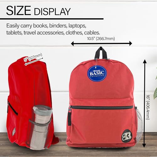 BAZIC 1032 Basic Backpack, Red, 16" - color: Red, size: 16"