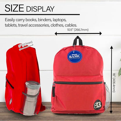BAZIC 1032 Basic Backpack, Red, 16" - color: Red, size: 16"