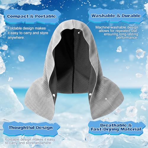 Honoson 20 Pcs12x25 Inch Cooling Hoodie Towel Bulk for Neck and Face 40x12 Inch Quick Dry Sweat Towels Instant Ice Cold Towel for Hot Weather Run Yoga Gym(Dark Gray, Light Gray, White, Black) - color: Dark Gray, Light Gray, White, Black