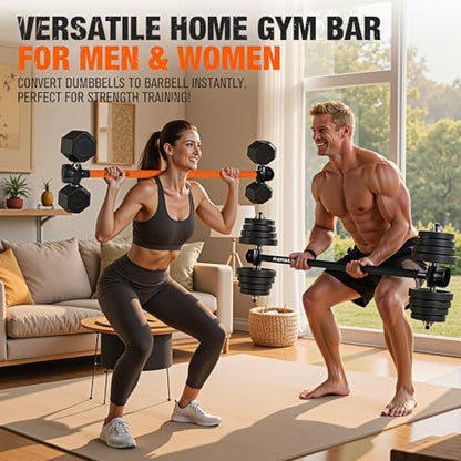 Dumbbell Converter, Convert Dumbbells to Barbell Set, Weight Bar for Bench Presses, Squats, Hip Thrust, Deadlifts, Home Weightlifting and Strength Training, Versatile Home Gym Equipment - color: 1-Orange