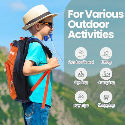 Shinylin 3 Pcs Kids Hydration Backpack with 1.5 L Water Bladder Hydration Water Backpack Lightweight Insulated Pack for Boy Girl Biking Climbing Running Hiking - color: Marine Blue,Black, Orange