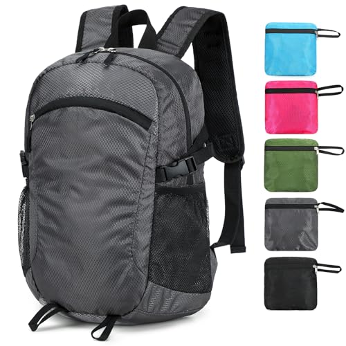 Small Hiking Backpack Travel Lightweight Hiking Packable Daypack Water-Resistant Foldable Backpacks 15L for Travel Women Men Camping (Grey) - color: Grey, size: 15L