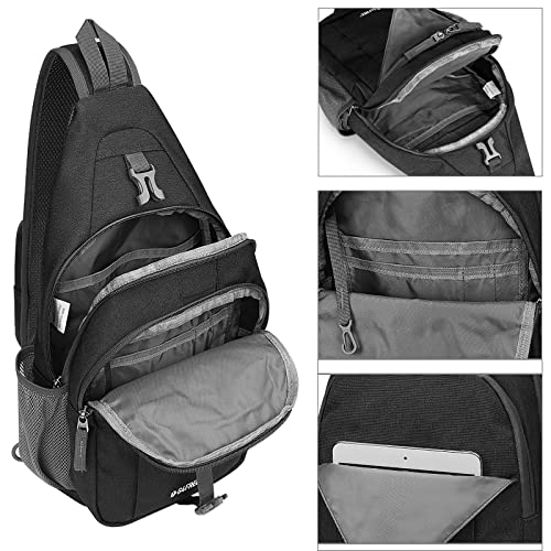 G4Free Sling Bag for Men and Women, RFID Blocking Crossbody Bag, Lightweight Sling Backpack for Travel, Hiking, Walking and Daily Use - color: Black