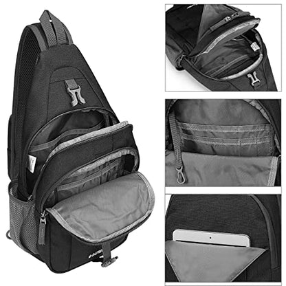 G4Free Sling Bag for Men and Women, RFID Blocking Crossbody Bag, Lightweight Sling Backpack for Travel, Hiking, Walking and Daily Use - color: Black