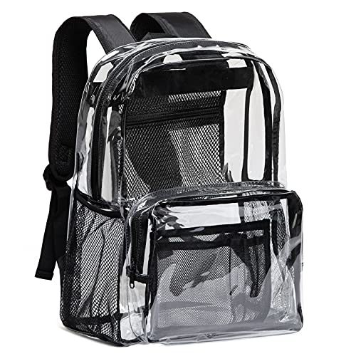 Vorspack Clear Backpack - Heavy Duty PVC Transparent See Through Backpack for College & Workplace - color: Black, size: X-Large