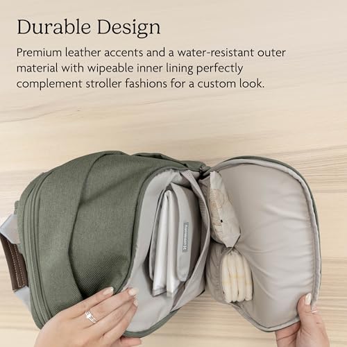 UPPAbaby Changing Backpack - Multiple Storage Compartments - Side Bottle + Laptop Pockets - Trolley Sleeve - Stroller Strap Attachment - Greyson - Charcoal Mélange| Saddle Leather - color: Greyson (Charcoal Mélange/Saddle Leather), style: Changing Backpac
