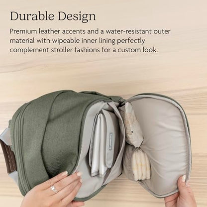 UPPAbaby Changing Backpack - Multiple Storage Compartments - Side Bottle + Laptop Pockets - Trolley Sleeve - Stroller Strap Attachment - Greyson - Charcoal Mélange| Saddle Leather - color: Greyson (Charcoal Mélange/Saddle Leather), style: Changing Backpac