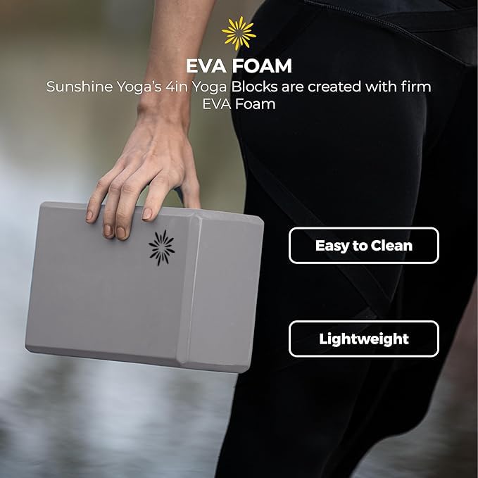 4" Yoga Block, 10 Pack Bulk EVA Foam Yoga Blocks, Firm and Supportive Yoga Brick, Balance Foam for Stretching, Pilates, and Workout, 4" x 6" x 9" - color: Cool Gray