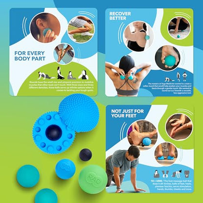 RAD Baller Bundle – Myofascial Release Balls for Full Body Mobility & Recovery, Trigger Point Relief – Includes Rounds (Set of 3), Recovery Rounds (Set of 2), and Neuro Ball Foot Roller - style: Baller Bundle – 6-Piece