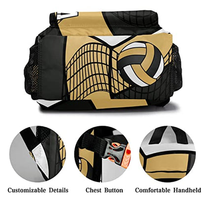 Customized Volleyball Gold White Black Waterproof Backpack with Name for Hiking Camping Picnic - color: Backpack 3
