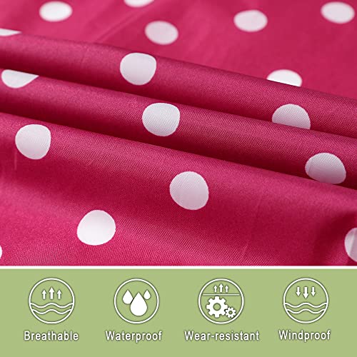 Fashion Hooded Rain Poncho Waterproof Raincoat Jacket with pocket for Women/Men/Adult - color: Rose Red White Point