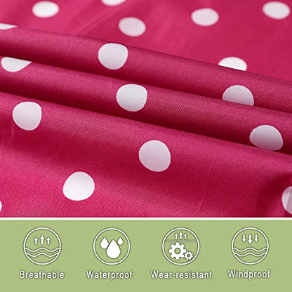 Fashion Hooded Rain Poncho Waterproof Raincoat Jacket with pocket for Women/Men/Adult - color: Rose Red White Point