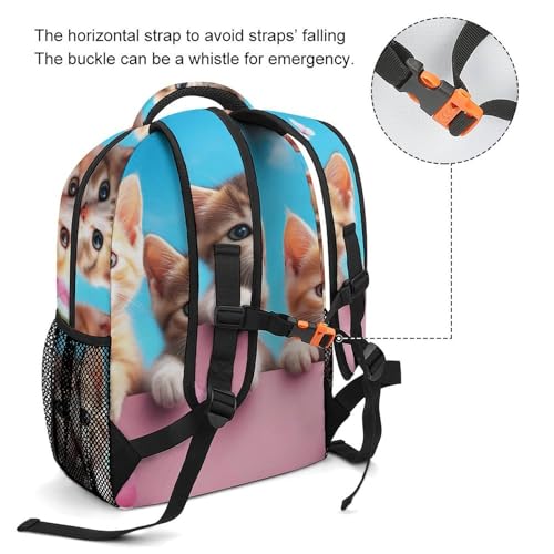 Unisex Adult Laptop Backpack, Casual Book Bags Garden Wonder Kittens Cats Large Backpack Lightweight Hiking Daypack with Adjustable Strap - color: Color(534)