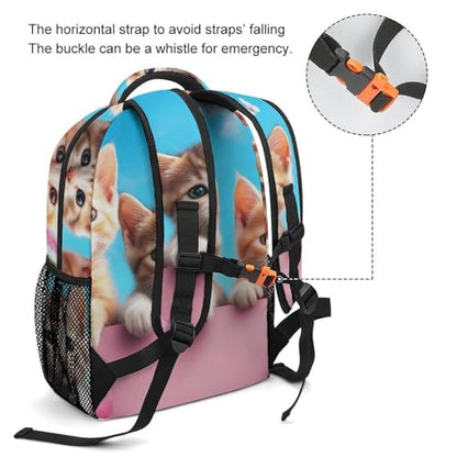 Unisex Adult Laptop Backpack, Casual Book Bags Garden Wonder Kittens Cats Large Backpack Lightweight Hiking Daypack with Adjustable Strap - color: Color(534)