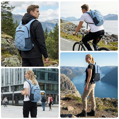 Ultra-Light Soft Daypack 15L/20L, Cushioned Breathable Back Panel Backpack, Lightweight Packable Travel Backpack (Sky Blue, 15L) - color: Sky Blue, size: 15L