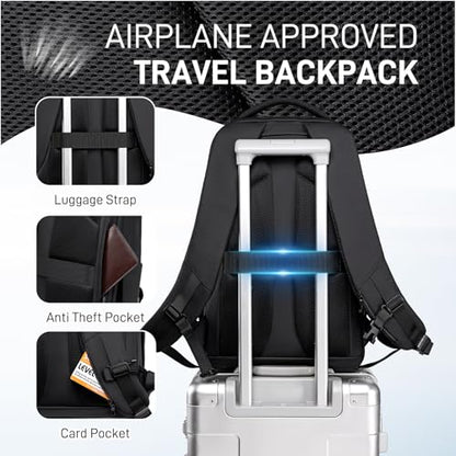 FENRUIEN 15.6 Inch Travel Backpack for Men, Black