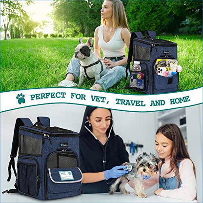 PetAmi Dog Backpack Carrier, Airline Approved 4-Way Entry Cat Backpack Carrier, Ventilated Mesh, Collapsible Pet Carrier for Small Puppy, Kitten, Hiking, Travel Car, Vet, up to 18 lbs, Navy Blue - color: Navy