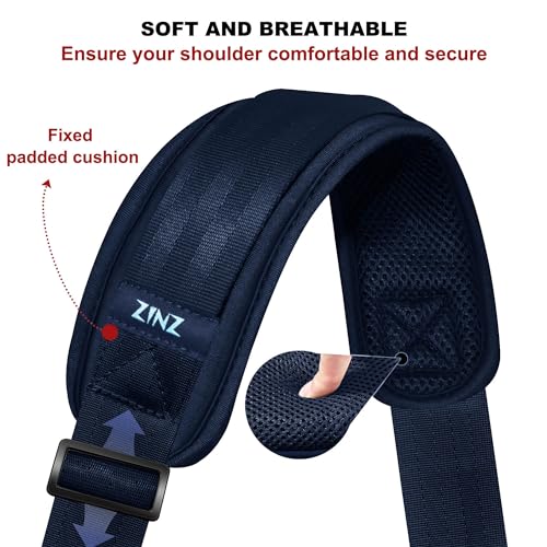 ZINMARK Shoulder Strap 59 inch, Extra-Thick Fixed Cushion Pad and Dual Clasps Universal Replacement Strap for Bags, Camera, Crossbody，Lawn mower -Blue - color: Blue