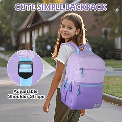 VASCHY School Backpack, Lightweight Classic Cute Aesthetic Bookbag Daypack for Teen Boys Girls Traveling/Gym/Middle School Lightweight Purple - color: Light Purple-l, size: Large-17in