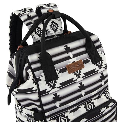 Montana West Wrangler Diaper Bag Backpack Aztec Callie Bag Travel Backpack Purses Western Multi-Function Baby Bags for Mom - color: Black