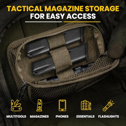 M-Tac Mesh Organizer Pouch with Hook & Loop Backing, EDC Tactical Admin Pouch, Backpack Organizer Insert, Small Gear Utility Bag - color: Ranger Green