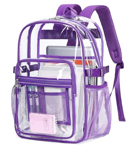 abshoo Big Heavy Duty Clear Backpack for School Girls Transparent Bookbag for Middle High School (Dark Purple) - color: Dark Purple