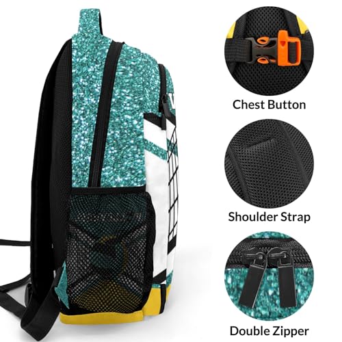 Turquoise Volleyball Print School Backpack Laptop Bag for Man Woman Gift - color: Muilti 21