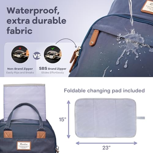 RUVALINO Diaper Bag Backpack, Multifunction Travel Back Pack Maternity Baby Changing Bags, Diaper Changing Totes, Waterproof and Stylish, Navy Blue - color: Navy Blue