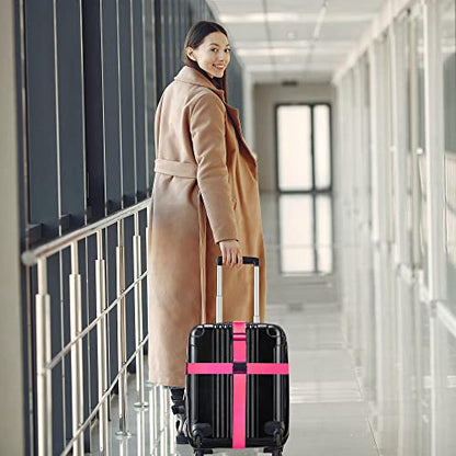 Luggage Straps for Suitcases TSA Approved Travel Belt 4 Pack by Chelmon (Rose Red) - color: Rose Red