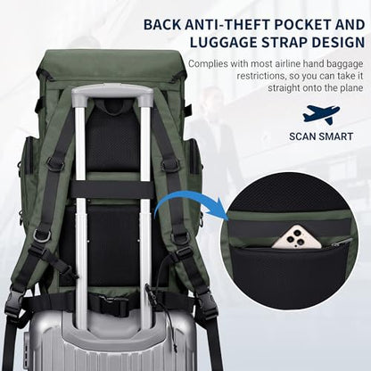 WITZMAN Travel Backpack for Men Women Carry on Bags for Airline Approved Convertible Duffle Luggage Backpack Shoe Compartment（B691 Light Green） - color: Green New