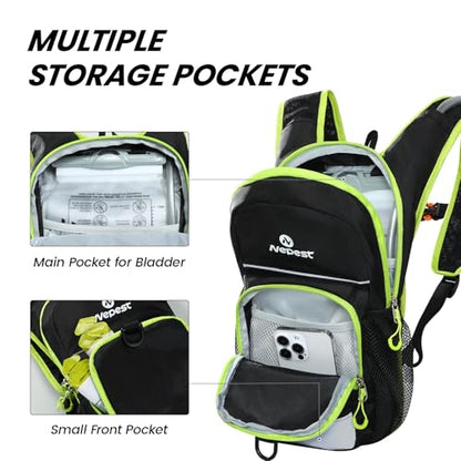 Nepest Kids Hydration Backpack, Mini Water Backpack with 1.5L Water Bladder for Hiking Cycling Running - color: Black