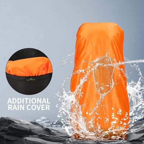 Hiking Backpack for Men and Women 70L+5L Waterproof Lightweight Camping Daypack with Rain Cover for Outdoor Travel Mountaineering - Frameless (Green) - color: Green