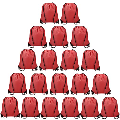 Vorspack 100 Pcs Drawstring Bags Bulk - Lightweight Drawstring Backpack, Cinch Bag for Party Sport Gym Trip Gift - Red - color: Red