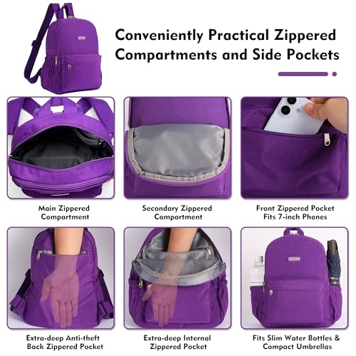 AOTIAN Lightweight Small Hiking Backpack for Women - Durable Water-Resistant Daypack for Travel, Camping & Outdoor Adventures - color: Purple-small