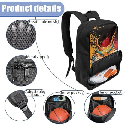 Basketball Backpack With Separate Ball Compartment And Shoes Fit Basketball Volleyball Football - color: Oriental Dragon
