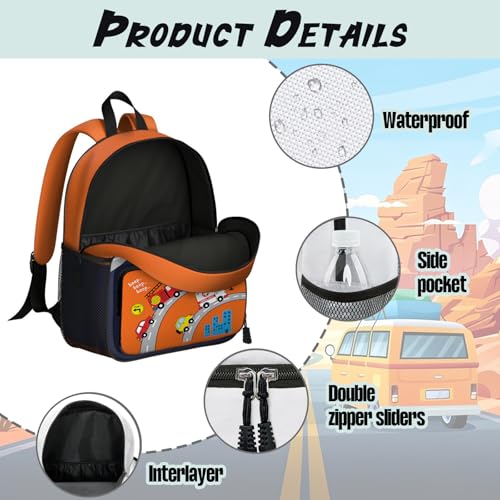 Toddler Backpack for Kids 4-6 – Cute Driving Car Kids Backpack, Fun Preschool Kindergarten Daycare Bag with Padded Straps & Chest Clip, Small Backpack for Kids Travel & Road Trip Gift - color: Cute Driving Car