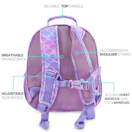 mibasies Girls Backpack 5-8: Lightweight Kids Backpacks for Girls - Girl Bookbag for Elementary School - Mermaid Tail Purple - color: Mermaid Tail, style: Kids-15"h